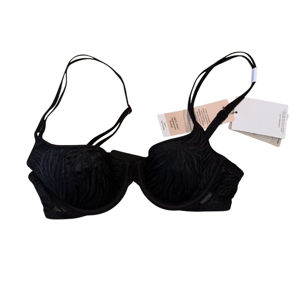 NWT Calvin Klein Sheer Marquisette Lace Lightly Lined Demi Bra Women's 32A